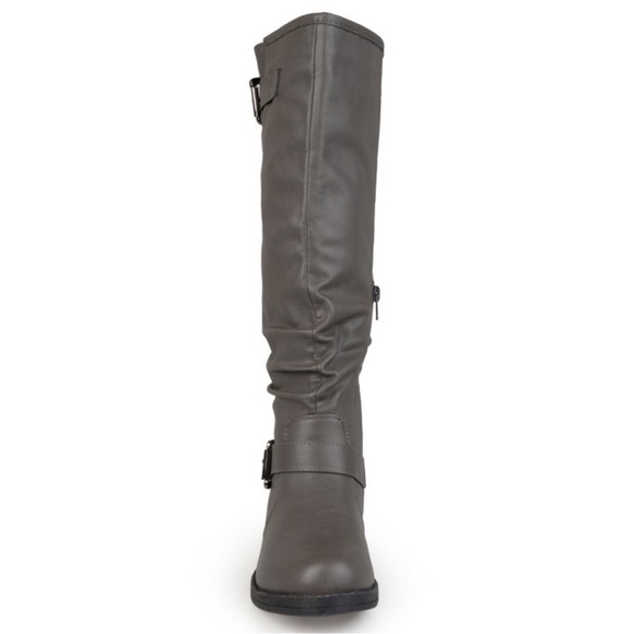 Journee Collection Light Gray Faux Leather Knee High Riding Boots - Picture 8 of 8